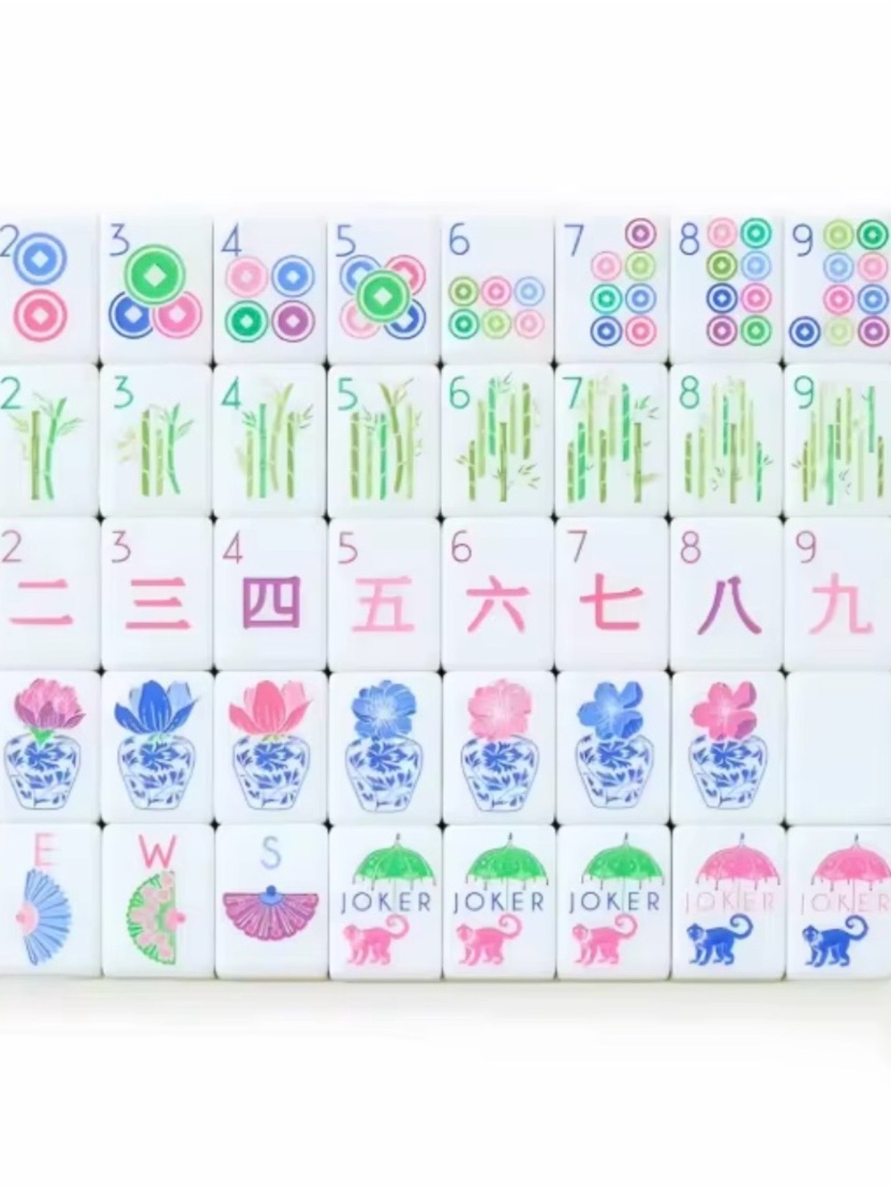 NIP Bright Green Mahjong Tile Set monkeys Game Night